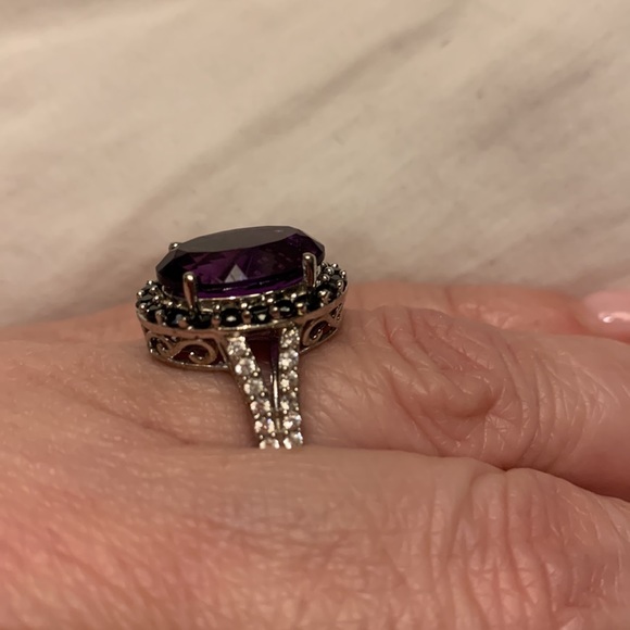 NWT Amethyst Multi Gemstone Ring in Platinum Over Sterling Silver 6.84ctw - Picture 2 of 6